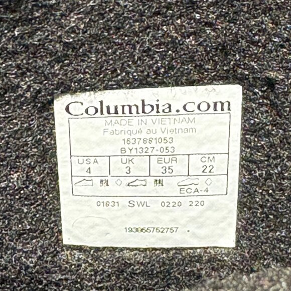 Columbia Kids Boots Size 4 Powderbug Winter Snow Green Gray Waterproof - Picture 7 of 10